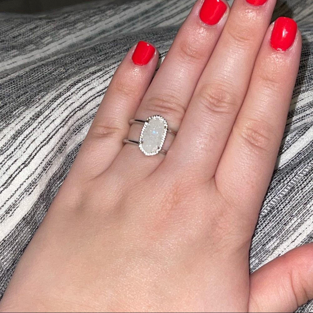 Kendra Scott Silver Elyse Drusy Ring! Size 8